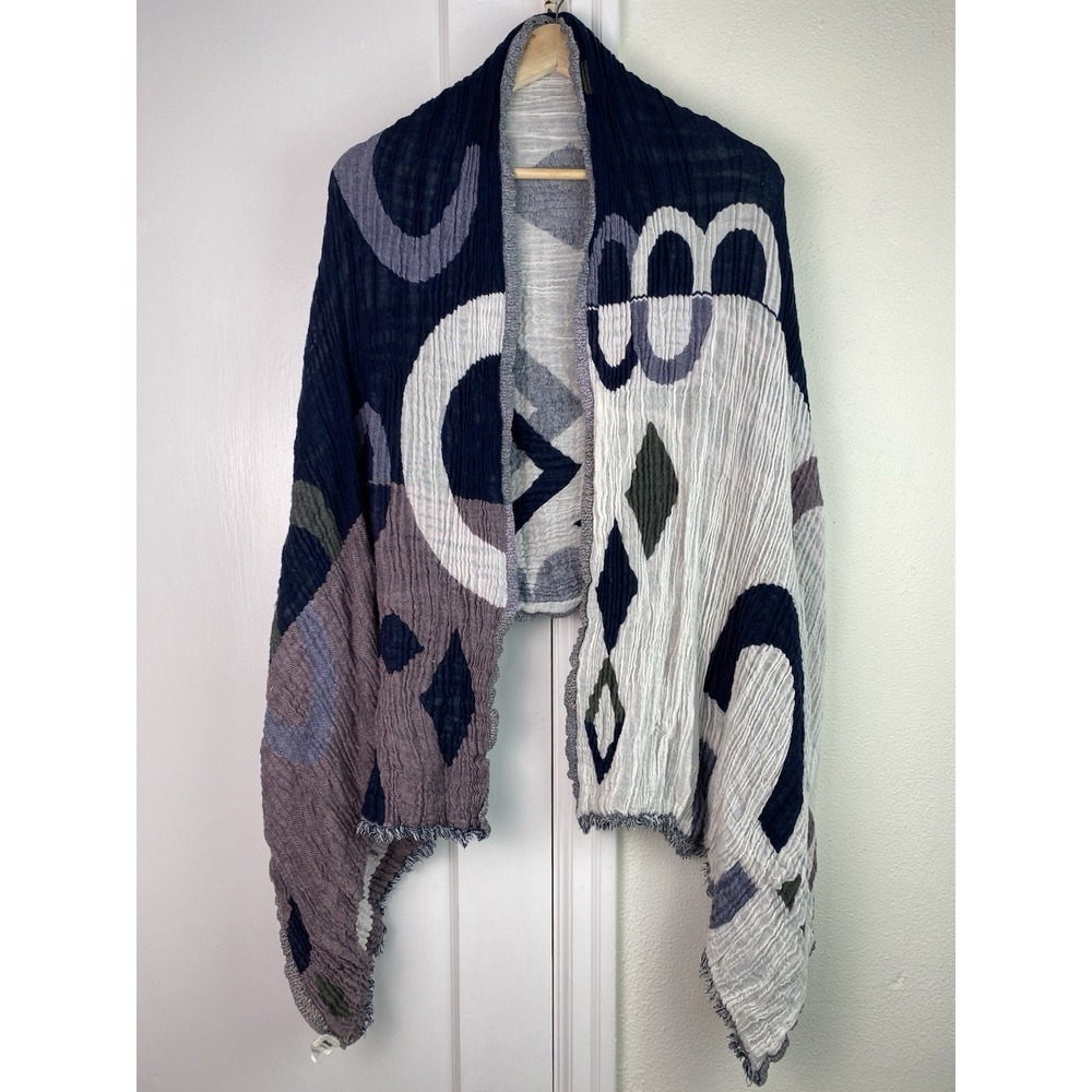 Roots Soft Crinkle Gauze Geometric Rectangular Shawl Wrap Scarf 20 X 60 Inch